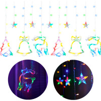 LED svetelný záves Sob, stromček a zvonček - 2,5 m 138LED - viacfarebné