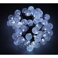 Solárne záhradné osvetlenie guličky - 7 m 50 LED - studená biela