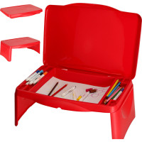 Detský stolík do auta s úložným priestorom červený