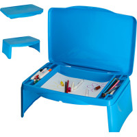 Detský stolík do auta s úložným priestorom - modrý