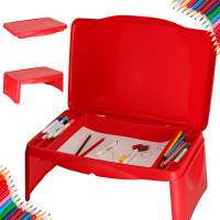 Detský stolík do auta s úložným priestorom červený