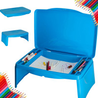 Detský stolík do auta s úložným priestorom - modrý