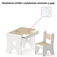 Detský stolík so šuplíkom a dvoma stoličkami - dub craft zlatý