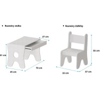 Detský stolík so šuplíkom a dvoma stoličkami - dub craft zlatý