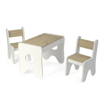 Detský stolík so šuplíkom a dvoma stoličkami - dub craft zlatý