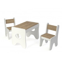 Detský stolík so šuplíkom a dvoma stoličkami - dub craft zlatý