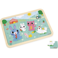 JANOD Drevené puzzle s hľadaním rozdielov Farma 24 dielikov