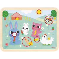 JANOD Drevené puzzle s hľadaním rozdielov Farma 24 dielikov