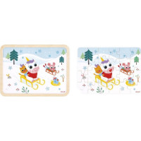 JANOD Drevené puzzle s hľadaním rozdielov Sánkovanie 24 dielikov