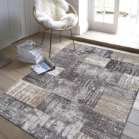 Kusový koberec PANNE squares - odtiene šedej