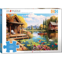 EUROGRAPHICS Puzzle Connecting Pieces: Chata pri jazere 24 dielikov