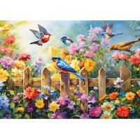 EUROGRAPHICS Puzzle Connecting Pieces: Hravé záhradné vtáky 24 dielikov