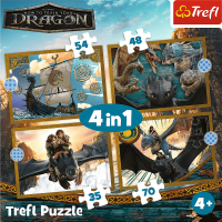 TREFL Puzzle Ako vycvičiť draka: Dračie dni 4v1 (35,48,54,70 dielikov)