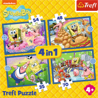 TREFL Puzzle SpongeBobov život 4v1 (35,48,54,70 dielikov)