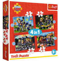 TREFL Puzzle Požiarnik Sam: Dobrodružstvo Požiarnika Sama 4v1 (12,15,20,24 dielikov)