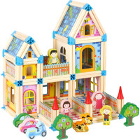 2Kids Toys Drevená stavebnica Zámok farebný