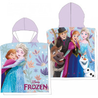 Detská rýchloschnúca osuška s kapucňou FROZEN 50x100 cm - fialová / svetlo modrá