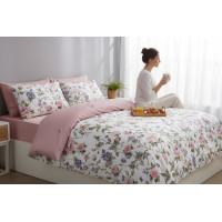 Posteľné obliečky z mikrovlákna FLOWER DREAM - 160x200 cm - biele / ružové