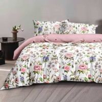 Posteľné obliečky z mikrovlákna FLOWER DREAM - 160x200 cm - biele / ružové