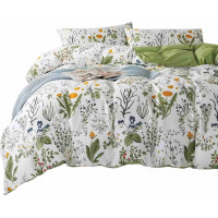 Posteľné obliečky z mikrovlákna NATURAL MEADOW - 160x200 cm - biele / svetlo zelené