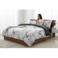 Posteľné obliečky z mikrovlákna SATIN DREAM - 160x200 cm - biele / šedé