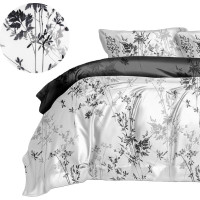 Posteľné obliečky z mikrovlákna SATIN DREAM - 160x200 cm - biele / šedé