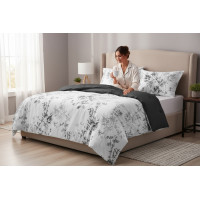 Posteľné obliečky z mikrovlákna SATIN DREAM - 160x200 cm - biele / šedé