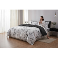 Posteľné obliečky z mikrovlákna SATIN DREAM - 160x200 cm - biele / šedé