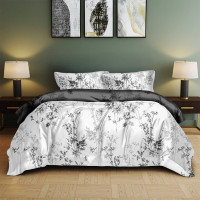 Posteľné obliečky z mikrovlákna SATIN DREAM - 160x200 cm - biele / šedé