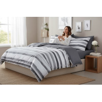 Posteľné obliečky z mikrovlákna SATIN ELEGANCE - 160x200 cm - šedé/biele