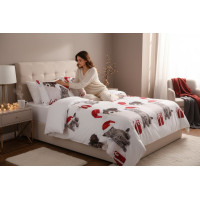 Posteľné obliečky z mikrovlákna HAPPY CHRISTMAS - 160x200 cm - biele