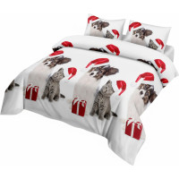 Posteľné obliečky z mikrovlákna HAPPY CHRISTMAS - 160x200 cm - biele