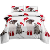 Posteľné obliečky z mikrovlákna HAPPY CHRISTMAS - 160x200 cm - biele