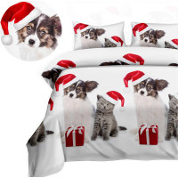 Posteľné obliečky z mikrovlákna HAPPY CHRISTMAS - 160x200 cm - biele