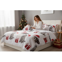 Posteľné obliečky z mikrovlákna HAPPY CHRISTMAS - 160x200 cm - biele