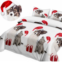 Posteľné obliečky z mikrovlákna HAPPY CHRISTMAS - 160x200 cm - biele