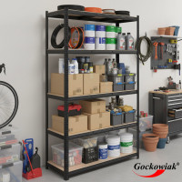 Policový regál - 5 políc - 205x120x45 cm - čierny