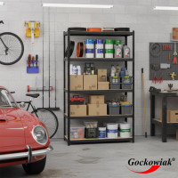 Policový regál - 5 políc - 205x120x45 cm - čierny