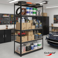 Policový regál - 5 políc - 205x120x45 cm - čierny