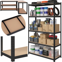 Policový regál - 5 políc - 205x120x45 cm - čierny