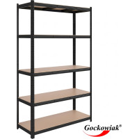 Policový regál - 5 políc - 205x120x45 cm - čierny