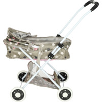 Hlboký kočík pre bábiky s taškou - Hviezdy - šedý