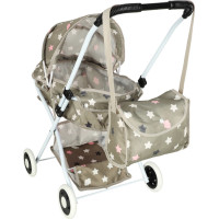 Hlboký kočík pre bábiky s taškou - Hviezdy - šedý