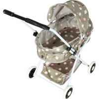 Hlboký kočík pre bábiky s taškou - Hviezdy - šedý