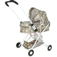 Hlboký kočík pre bábiky s taškou - Hviezdy - šedý