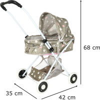 Hlboký kočík pre bábiky s taškou - Hviezdy - šedý