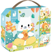 JANOD Puzzle v kufríku Zvieratká 4v1 (6,9,12,16 dielikov)