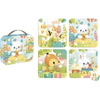 JANOD Puzzle v kufríku Zvieratká 4v1 (6,9,12,16 dielikov)