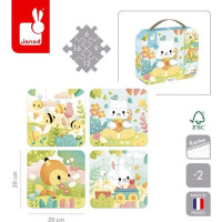 JANOD Puzzle v kufríku Zvieratká 4v1 (6,9,12,16 dielikov)