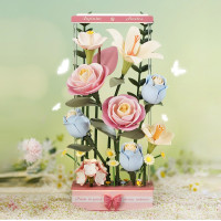 ROBOTIME Roker Floral Art: 3D puzzle Kvetinový box s LED osvetlením 263 dielikov